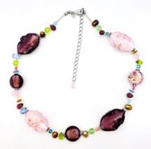 Premier Designs Purple Pink Art Glass Necklace - $19.80