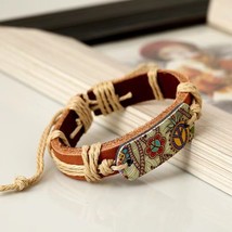 Vintage Brown Leather Bracelet Wristband Bangle 6.7&quot; Men&#39;s Women&#39;s Jewelry Gift - £6.96 GBP