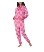 Hello Kitty Womens Pajama Pink One-Piece Hood Ears Pockets Fleece Plush ... - $822.51 MXN