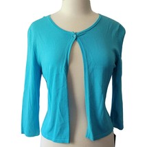 Jessica Howard Women Shirt Size 6 Blue Preppy Knit Single Button Scoop Neck Top - £13.46 GBP