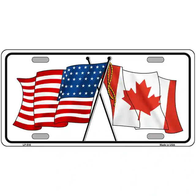 United States Canadian Flag Metal Novelty License Plate - $18.95