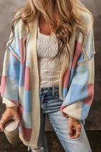 Color Block Open Front Long Sleeve Cardigan - £41.28 GBP