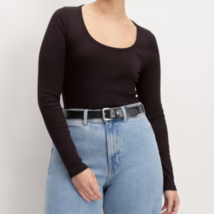 Everlane Women&#39;s The Supima Micro-Rib Long-Sleeve Scoop-Neck Fitted Top Size S - £19.95 GBP
