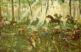 Vintage 1974 &quot;The Dade Massacre&quot; Postcard – Florida Seminole War Scene K... - $11.88