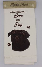 Kitchen Tea Towel - Dog - Pug - Black - £12.69 GBP