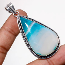 Green Geode Agate Gemstone Christmas Gift Pendant Jewelry 2.60&quot; SA 9624 - $7.49