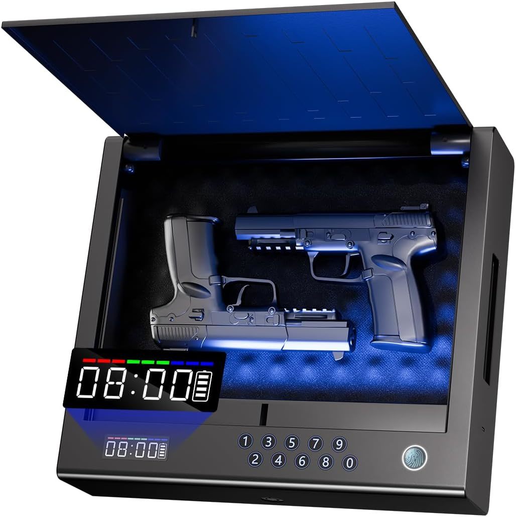Gun Safe,Biometric Gun Safe For Pistols,Fingerprint ≤0.1S Quick, Frosted... - $68.99