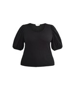 Terra &amp; Sky Women&#39;s Plus Size 3X Crinkle Knit Top Short Sleeves Black Ca... - $278.86 MXN