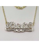 14k Two Tone Gold Kristie Name Plate With Diamonds &amp; Ruby Birthstone 16&quot;... - $825.13 CAD