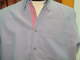Mens MED Bugatchi Uomo Long Sleeve Shirt blue and red lustre shiny electric - £25.14 GBP