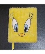 VTG Tweety Bird Fuzzy Faux Fur Notebook 1997 Warner Bros Studio Yellow 8... - $44.68 CAD