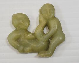 *B3) Chinese Hardstone Jade Erotic Couple Green Carving - $49.49
