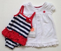 Nwt Carters Baby 2 Piece Swimsuit &amp; COVER-UP 3 Months Upf +50 Uv Protection - $38.79