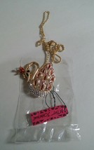 New Betsey Johnson Necklace Crown Wearing Swan Red Pink Shiny - £11.98 GBP