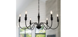 Emilyn 6-Light Dimmable Matte Black Farmhouse Empire Candle-Style Chandeliers - £77.32 GBP