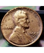 1957-D  Lincoln Wheat Small Cent Penny 1C - ERROR ON COIN - £7.82 GBP