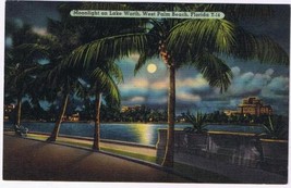 Florida Postcard West Palm Beach Moonlight On Lake Worth - £1.74 GBP