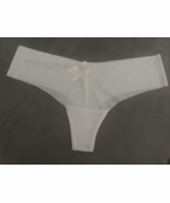 VICTORIA&#39;S SECRET PINK White DOG SILVER NO SHOW THONG PANTIES M RAW EDGE... - €14,45 EUR