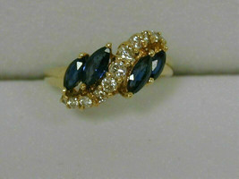 2Ct Marquise Cut CZ Blue Sapphire Cluster Wedding Ring 14K Yellow Gold Finish - £123.72 GBP