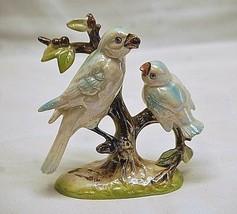 Old Vintage Ceramic Lusterware Bird w Baby in Tree Figurine Curio Shelf ... - $19.79