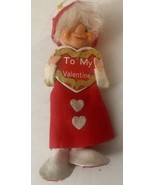 Vintage Rene D Lyons Valentine Doll Girl Ornament w/Felt Clothes - $47.98 CAD