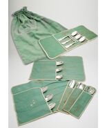 12+ SLOT GRANAT BROS FLANNEL SILVERWARE STORAGE ROLL  & BAG ANTI TARNISH CLOTH - $24.74