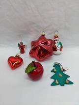 Lot Of (6) Vintage Christmas Holiday Ornaments 2-4&quot; Santa Apple Angel Tree - £34.76 GBP