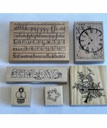 Rubber Stamp Lot School Music Alphabet Clock Star Instrument Cello Girl￼ - $178.57 MXN