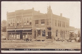 Hartley, Iowa RPPC 1910 - Main St. Post Office, General Store, Barber Shop - £31.07 GBP