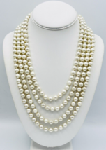 Hand Knotted 90&quot; Infinite Strand Faux Pearl Flapper Necklace - £23.35 GBP