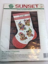 Vintage Sunset FELT JEWELED EMBROIDERY STOCKING KIT ELF BEARS 15”  - $22.30