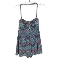 NWOT Womens Size 4 Garnet Hill Muilticolor Mosaic Ruched Swim Dress - £40.72 GBP