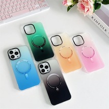 Gradient Color Black,Pink,Yellow,Green,Sky Magnetic Case Clear iPhone 14,13,12 - £12.64 GBP