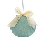 Midwest-CBK Blue Scallop Shell hanging resin glittered Ornament Tags - £5.91 GBP
