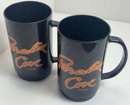 Lot Of Two Vintage Great Condition Black Mugs Cups Paradise Cove Hawaii - £9.74 GBP