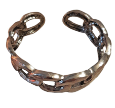Silver Toned Adjustable Chain Link Bracelet Cuff Bendable - £14.70 GBP
