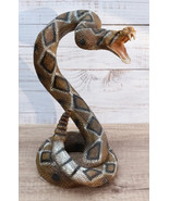 Realistic Attacking Coiled Diamondback Rattlesnake With Fangs Bared Figu... - $47.99