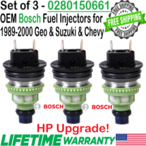 Bosch OEM 3Pcs HP Upgrade Fuel Injectors for 1998-2000 Chevrolet Metro 1.0L I3 - £73.52 GBP