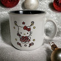 Hello Kitty Christmas Mug Black Interior Candy Canes Cat Bow Star 20 oz. New - £15.86 GBP