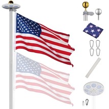 20&#39; Sectional 1.5Mm Aluminum Flag Pole Kit W/136 Led Solar Light Us Flag... - $164.34