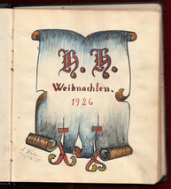 1926 Original German Poetry Notebook Germany Drawing Christmas Illustration - £100.13 GBP