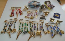 Vintage Sewing Charm Brooch Jewelry Lot - $74.25