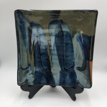Vintage Clay Pottery Square Decorative Square Plate Abstract Art Contemporary - £30.99 GBP