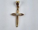 Michael Anthony 14k Yellow Gold Cross Pendant w/ single round diamond Da... - $98.99