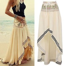 Long Skirt Dress Womens Gypsy Boho Tribal Floral Skirt Maxi Summer Beach Long - £22.18 GBP