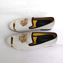 Handmade New Gold Toe Men Velvet Loafers Italy Brand Party And Wedding Men Dress - £78.58 GBP