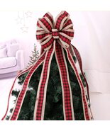QSDGFH Christmas Bows Tree Topper, 47.2in Red/White Buffalo Plaid Bow Li... - $98.33 CAD