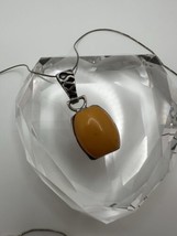 Vintage Sterling Silver 3.8cm X 1.7cm Butterscotch Amber Adjustable 22” ... - $79.20