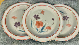 Dinner Plates (3) Japan Floral Spring Bouquet Stoneware 10-7/8&quot; - £32.91 GBP