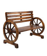 Outdoor Patio Rustic Western Wooden Wagon Wheel Bench  - £131.89 GBP
